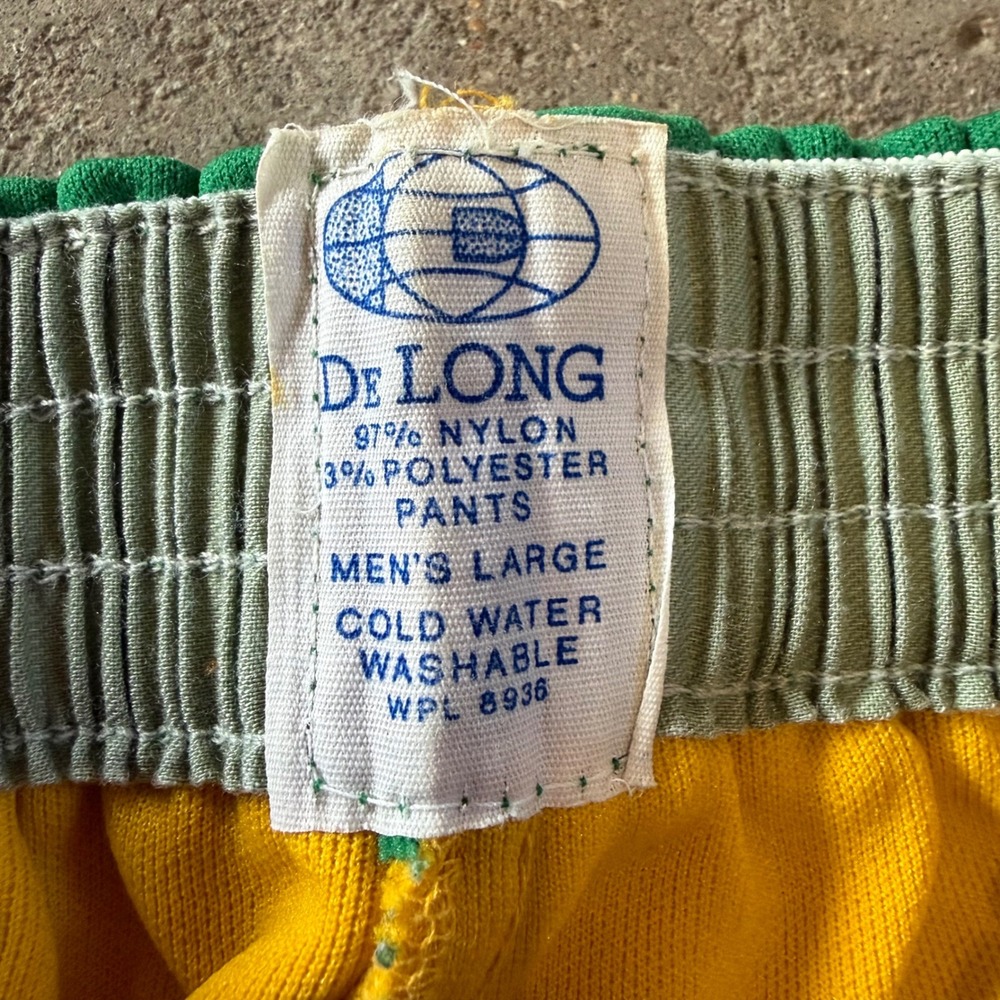Vintage 70s De Long Football Pants Men Large Yellow Green Side Stripe Joggers - Picture 3 of 8